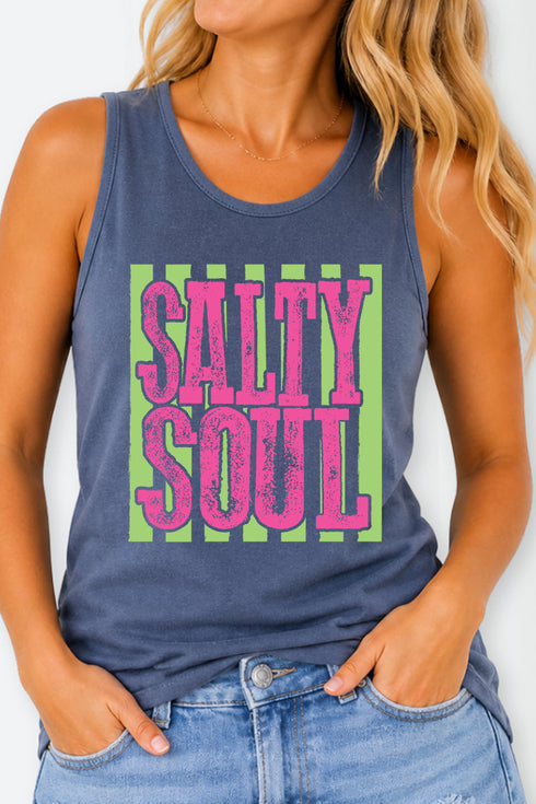 Striped Salty Soul Comfort Colors Cotton Tank Top
