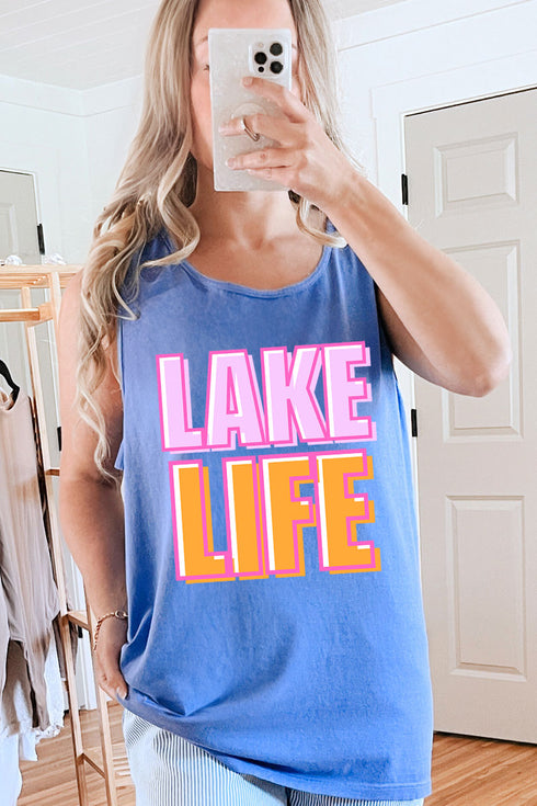 Golden Hour Lake Life Comfort Colors Cotton Tank Top