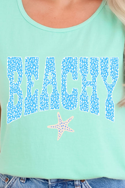 Coastal Beachy Leopard Comfort Colors Cotton Tank Top