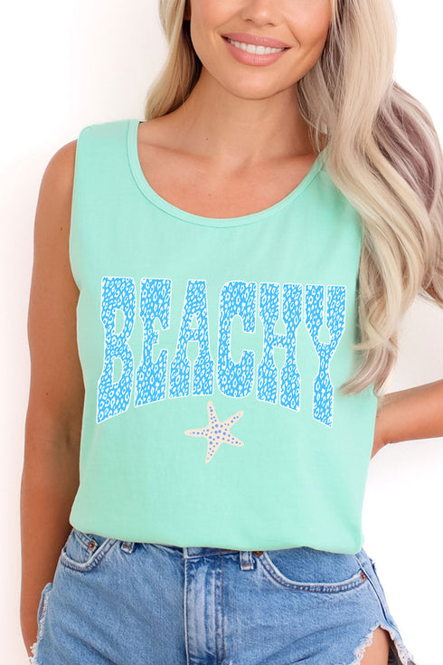 Coastal Beachy Leopard Comfort Colors Cotton Tank Top