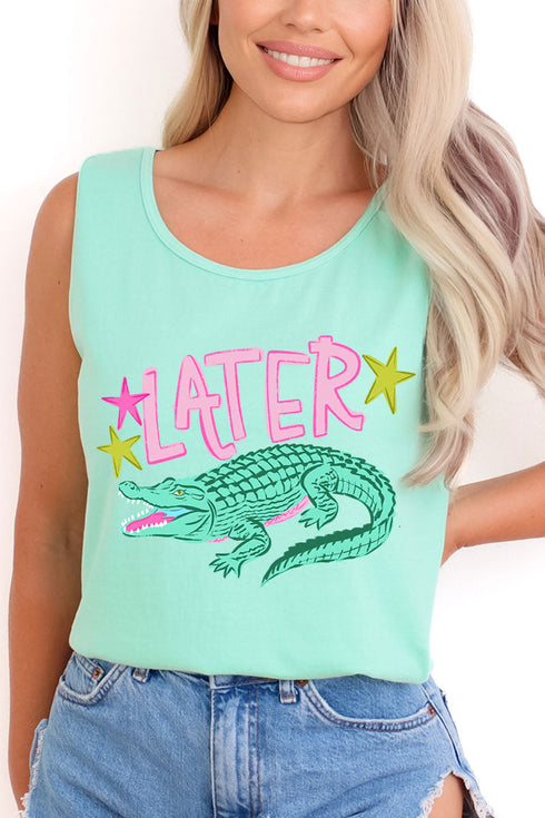 Pink Later Gator Comfort Colors Cotton Tank Top