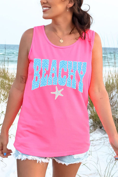 Coastal Beachy Leopard Comfort Colors Cotton Tank Top