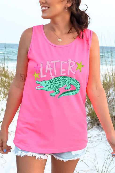Pink Later Gator Comfort Colors Cotton Tank Top