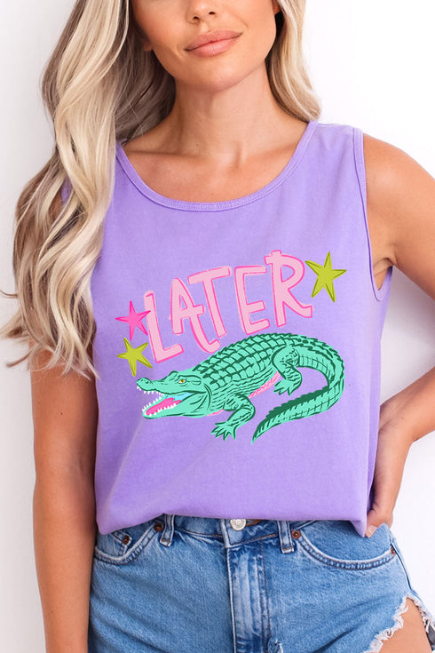 Pink Later Gator Comfort Colors Cotton Tank Top