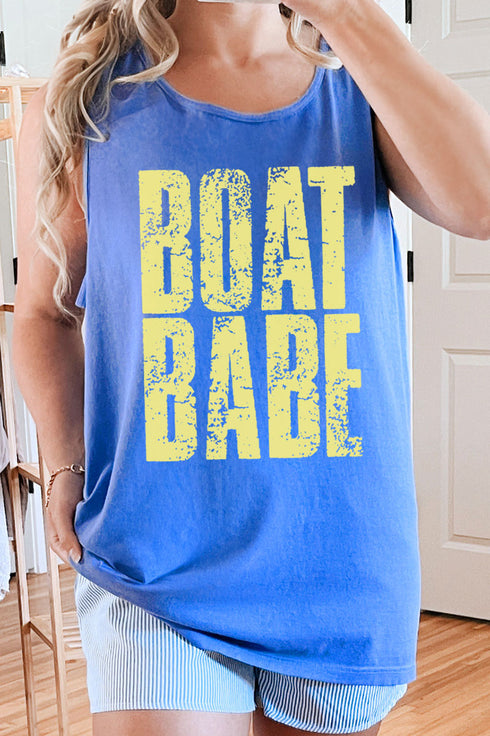 Distressed Boat Babe Comfort Colors Cotton Tank Top