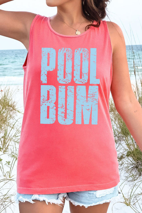 Distressed Pool Bum Comfort Colors Cotton Tank Top