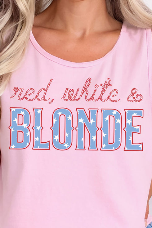 Red, White & Blonde Comfort Colors Cotton Tank Top