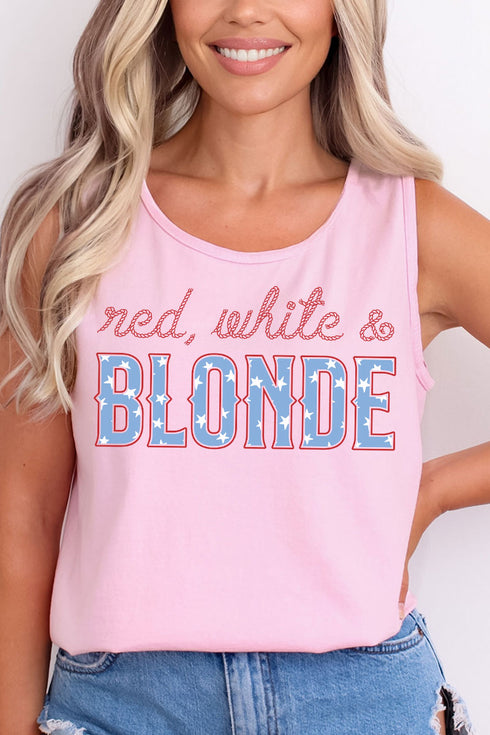 Red, White & Blonde Comfort Colors Cotton Tank Top