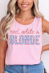 Red, White & Blonde Comfort Colors Cotton Tank Top