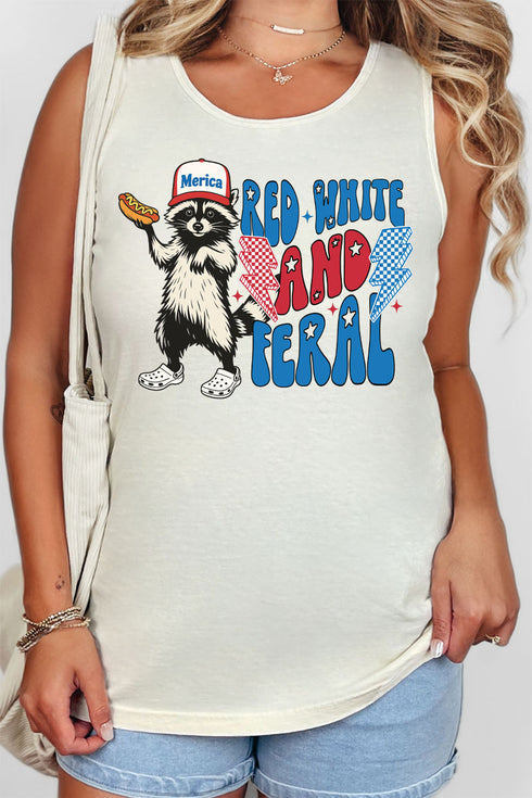 Red, White, And Feral Comfort Colors Cotton Tank Top