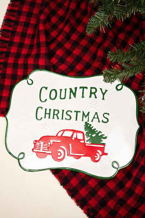 14 x 18.5 'Country Christmas' Enamel Wall Sign