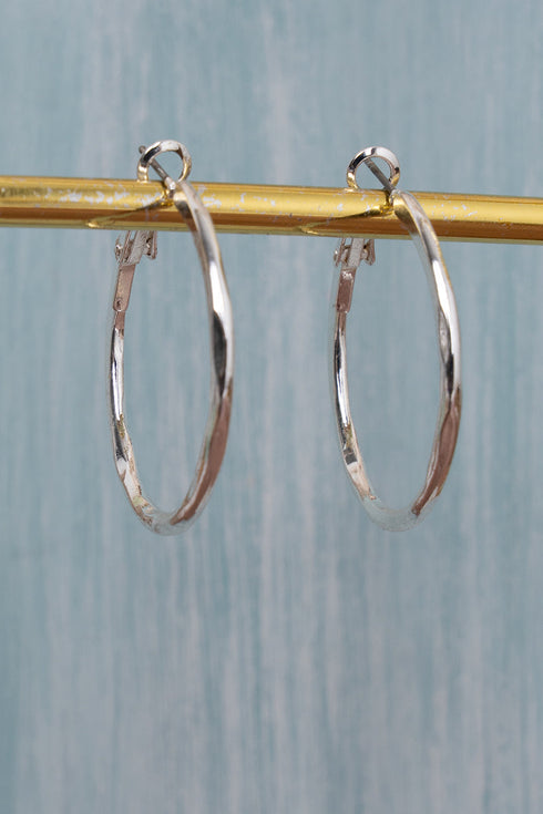 Skyline Shine Silvertone Hoop Earrings