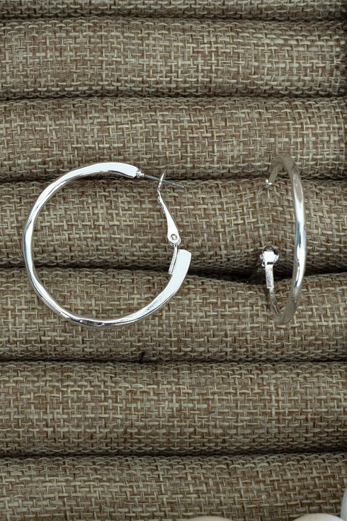 Skyline Shine Silvertone Hoop Earrings