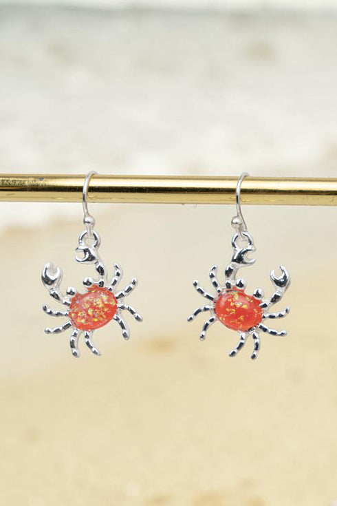 Tidal Treasures Crab Red & Silvertone Earrings