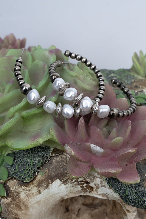 Cinder Bluff Pearl Hoop Earrings