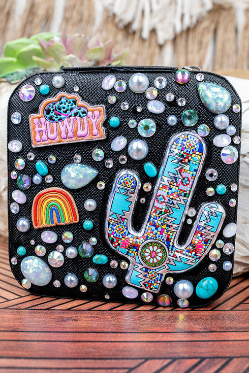 Desert Dazzle Embellished Black Small Travel Jewelry Box