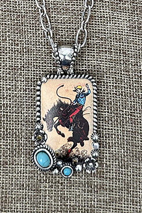 Wild Range Rider Turquoise & Silver Pearl Layered Necklace