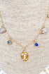 Blue & Gold Crystal Gridiron Glitz Charm Necklace