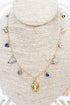Blue & Gold Crystal Gridiron Glitz Charm Necklace