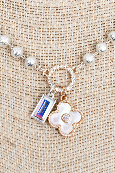 Evermore Quatrefoil Two-Tone Beaded Necklace