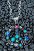 Colorful Stardust Peace Silvertone Necklace