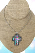 Iridescent Havenrock Cross Silvertone Necklace