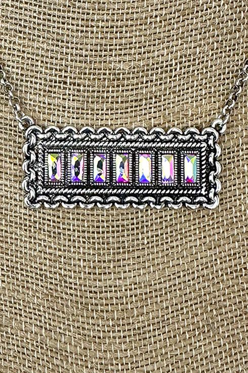 Iridescent Galveston Glow Silvertone Necklace