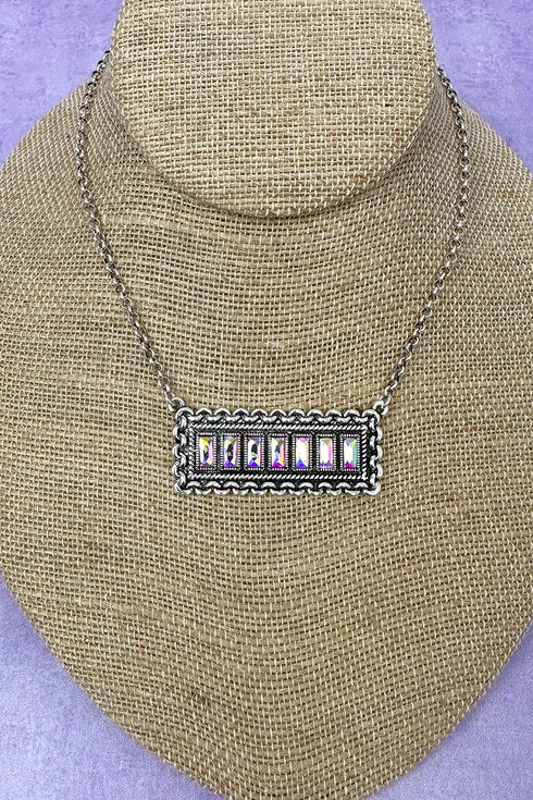 Iridescent Galveston Glow Silvertone Necklace