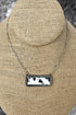 White & Black Ridgeline Silvertone Necklace