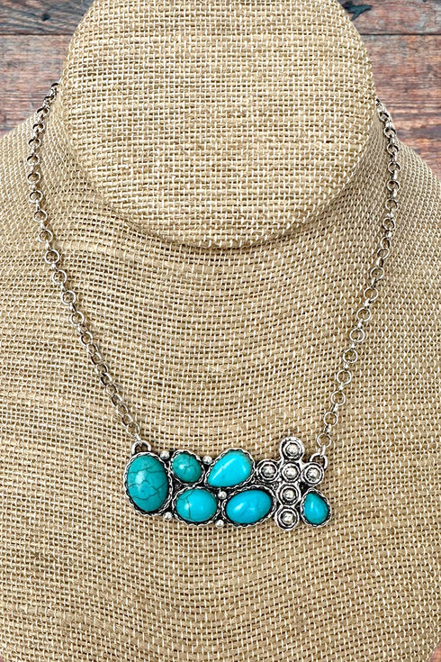 Turquoise Outlaw Grace Silvertone Necklace