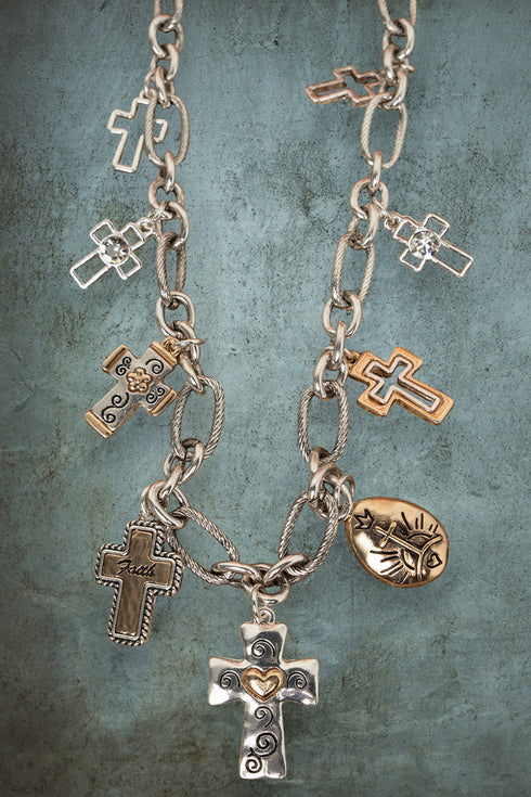 The Faith Edit Two-Tone Charm Necklace