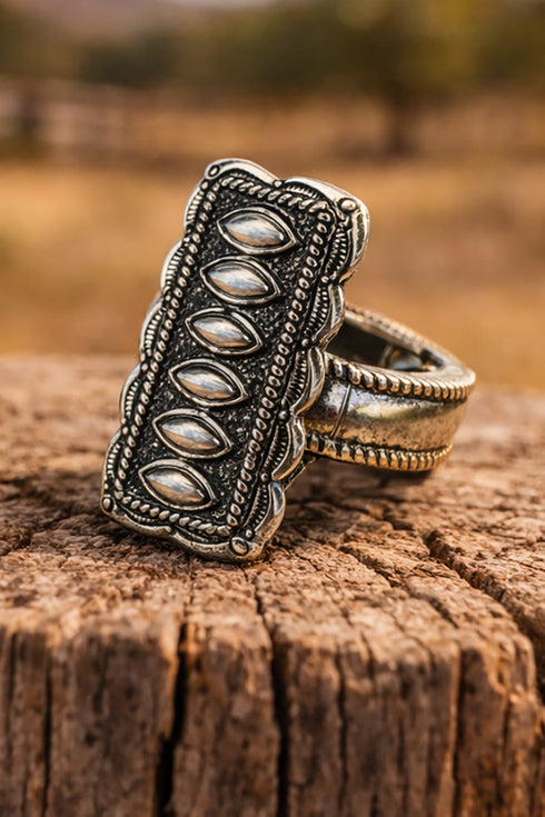 Myrtle Falls Silvertone Stretch Ring