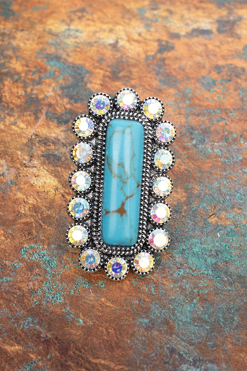 Turquoise & Iridescent Sagebrush Shine Stretch Ring
