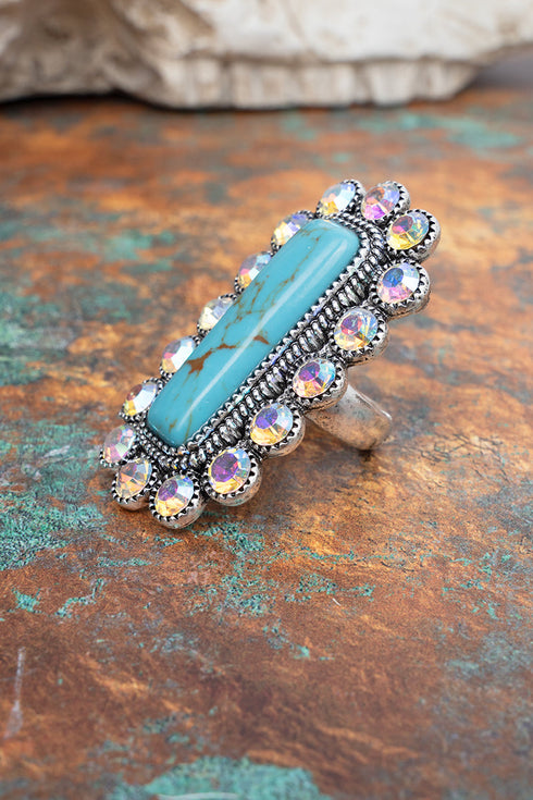 Turquoise & Iridescent Sagebrush Shine Stretch Ring
