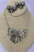 Prairie Ribbon Silvertone Necklace and Earring Set