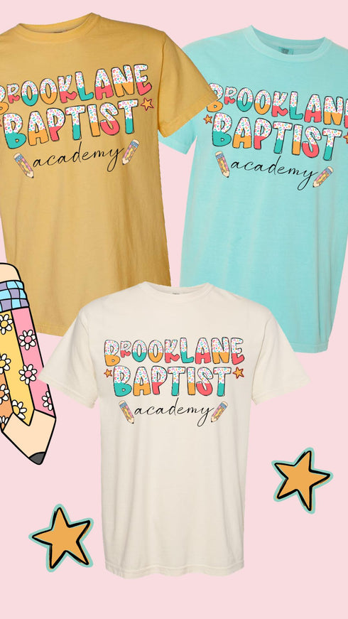 Funky Leopard Brooklane Baptist Academy Comfort Colors Adult Ring-Spun Cotton Tee