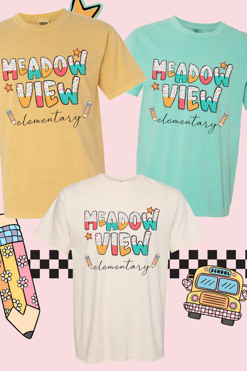 Funky Leopard Meadow View Elementary Comfort Colors Adult Ring-Spun Cotton Tee