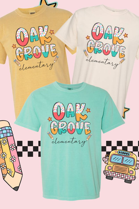 Funky Leopard Oak Grove Elementary Comfort Colors Adult Ring-Spun Cotton Tee