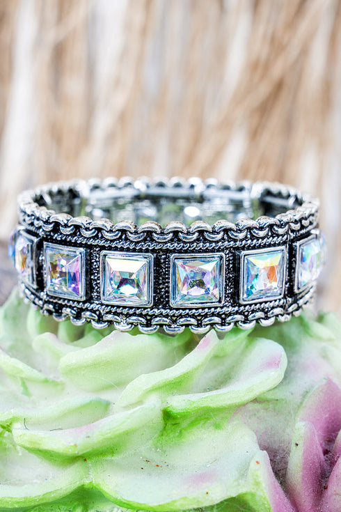Iridescent Belle Bluff Silvertone Bracelet