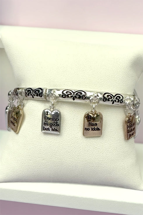 10 Commandments Tri-Tone Charm Bracelet