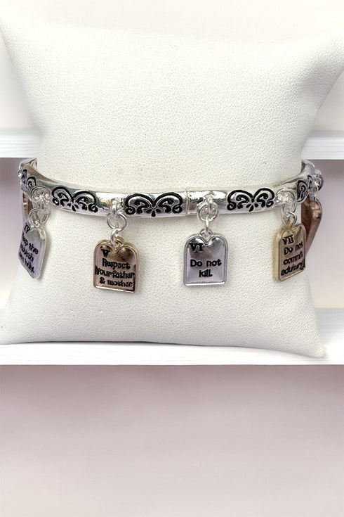 10 Commandments Tri-Tone Charm Bracelet