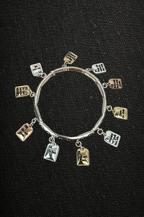 10 Commandments Tri-Tone Charm Bracelet