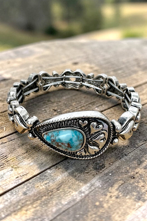 Fuchsia High Plains Silvertone Stretch Bracelet