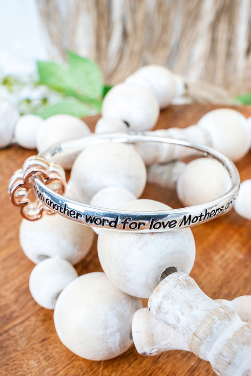 Tri-Tone Flower Charm Mom Twist Bangle