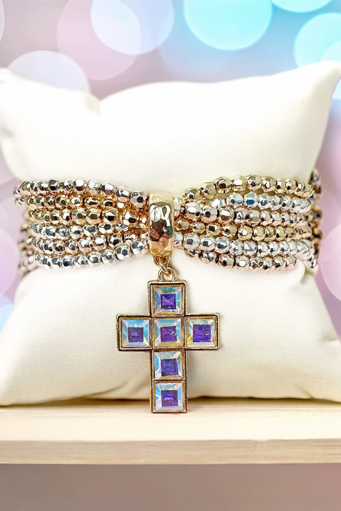 Iridescent Light Of Heaven Tri-Tone Stretch Bracelet