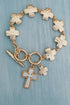 Linked in Faith Matte Goldtone Charm Toggle Bracelet