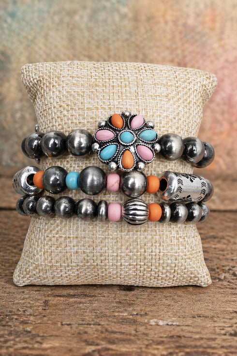 Santa Fe Skies Multi-Color & Silver Pearl Bracelet Set