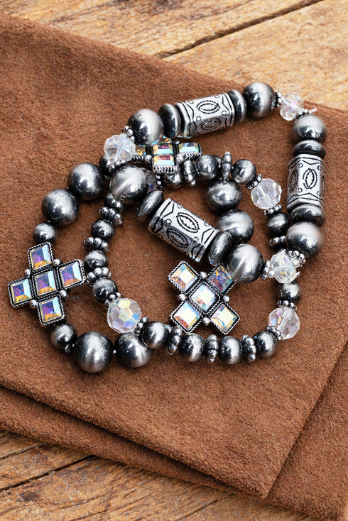 Iridescent Gritstone Grace Beaded Bracelet Set