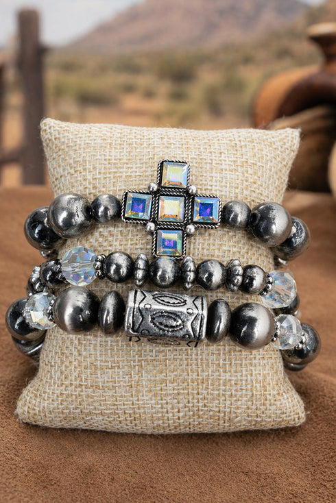 Iridescent Gritstone Grace Beaded Bracelet Set