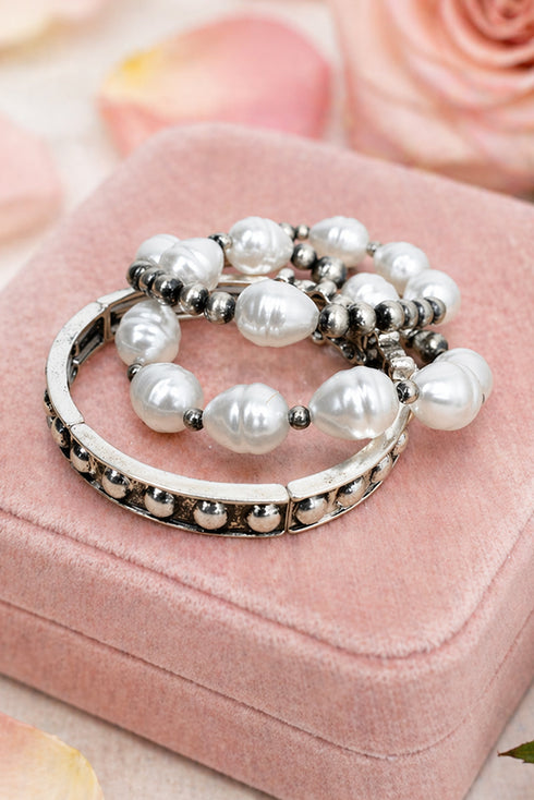 Uptown Glow Silvertone Bracelet Set